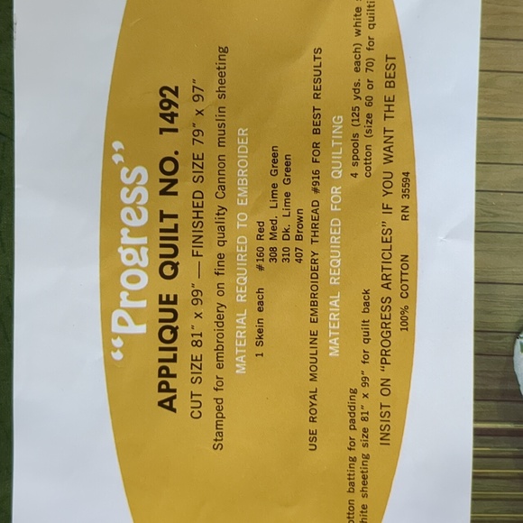 Progress Applique Quilt Kit No. 1492 - Picture 2 of 6